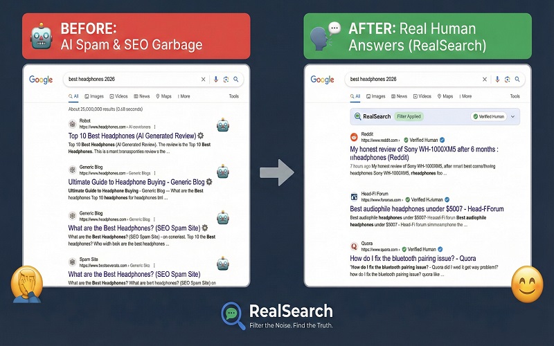 RealSearch Before and After Comparison